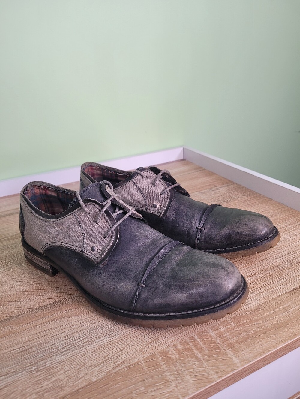 Men's Bed|stu Oxford Lace Up Shoes Distressed Leather 10.5